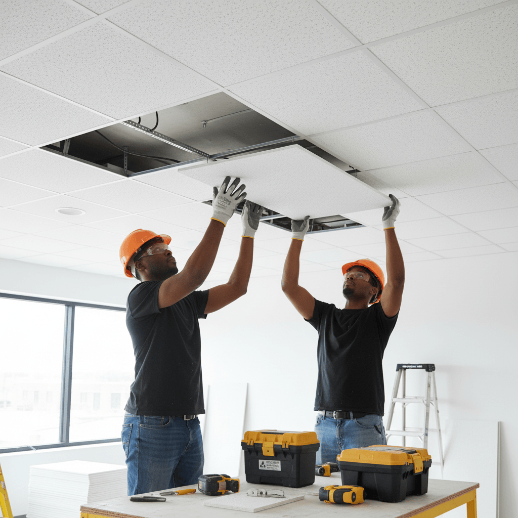 JIB Mineral Fibre Acoustic Ceiling Tile S01 – White Sandy Surface (600 × 600 mm)