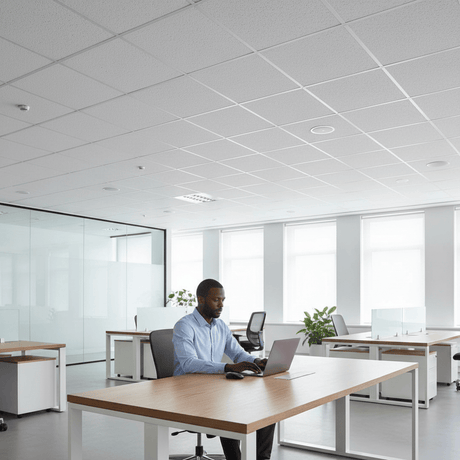 JIB Mineral Fibre Acoustic Ceiling Tile S01 – White Sandy Surface (600 × 600 mm)