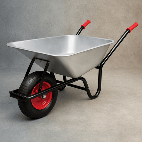 JIB Standard Single-Wheel Construction Wheelbarrow - Ergonomic & Rust-Resistant