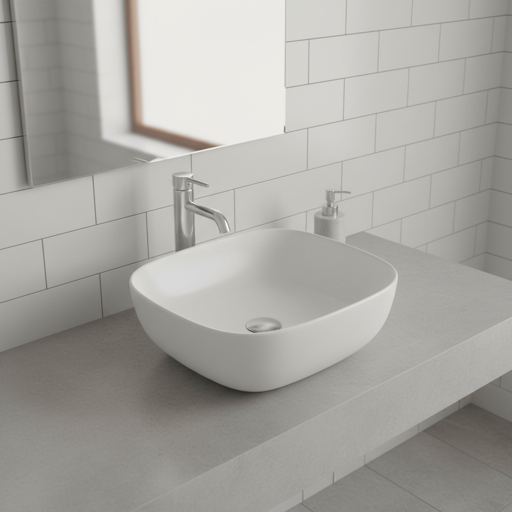 JQ Bathroom Sink Jaquar Rectangular Thin Rim Table Top Basin - JDS-WHT-25909