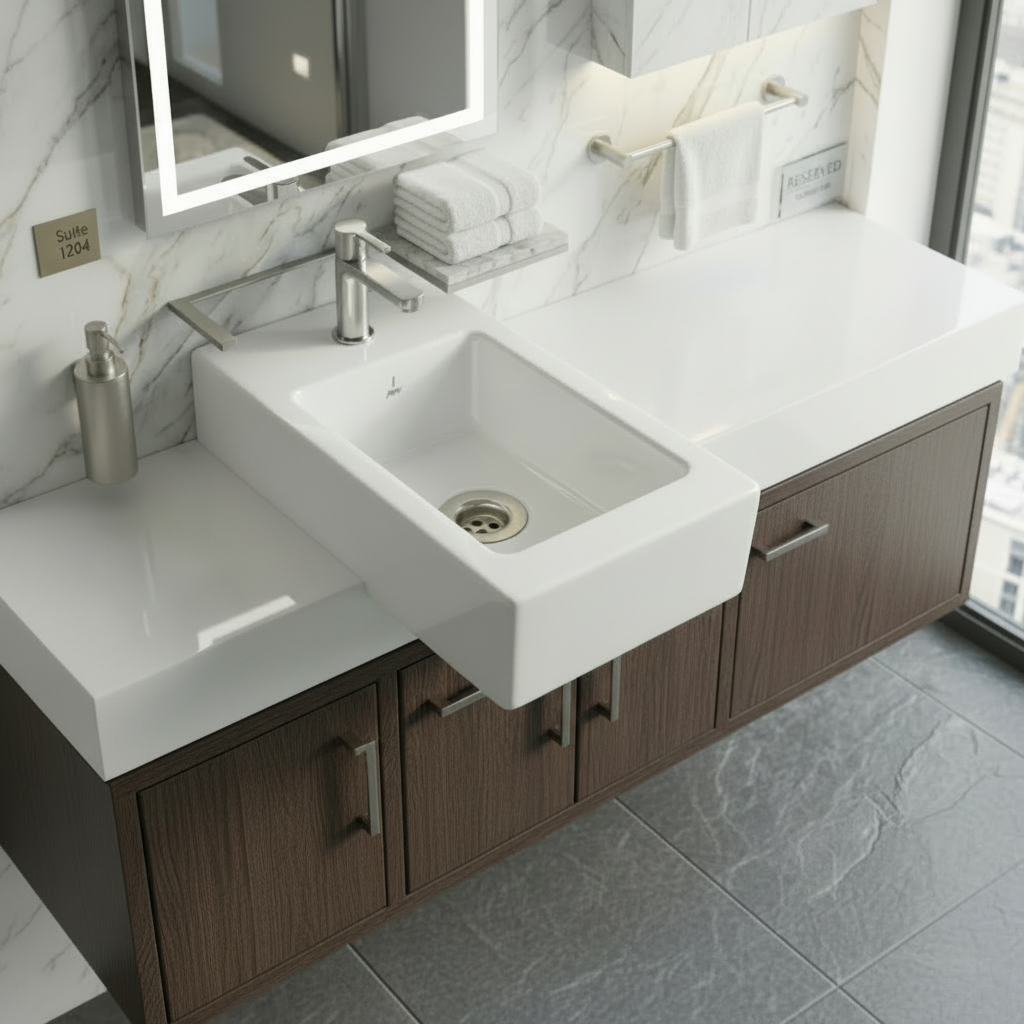 JQ Bathroom Sink Jaquar Table Top Rectangular Basin - JDS-WHT-25801