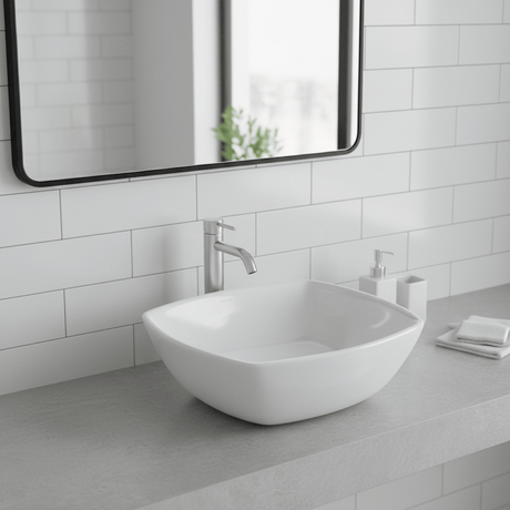 JQ Bathroom Sink Jaquar Table Top White Square Wash Basin - ARS-WHT-39901