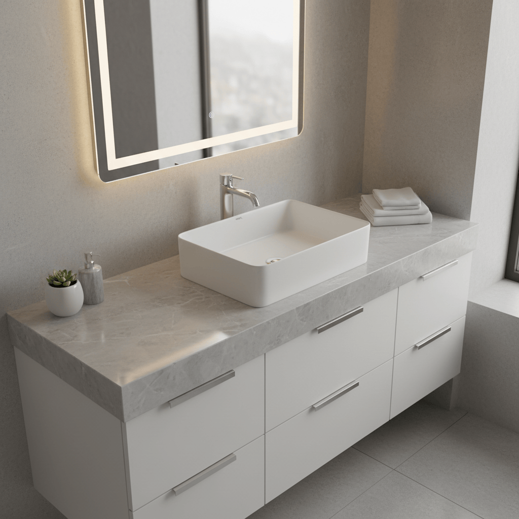 JQ Bathroom Sink Jaquar Thin Rim Table Top Basin - JDS-WHT-25907N