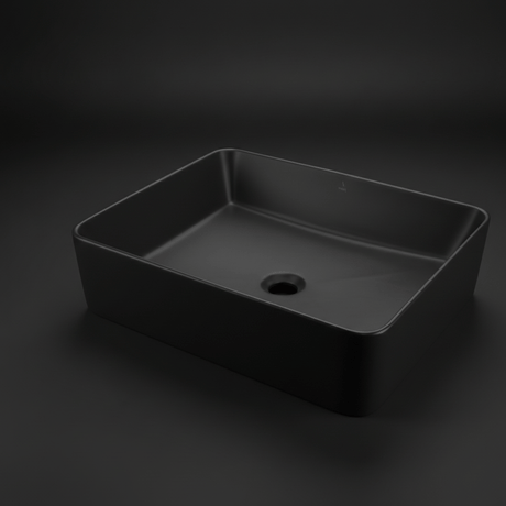 JQ Bathroom Sink Jaquar Thin Rim Table Top Black Matt Basin - JDS-BLM-25907N