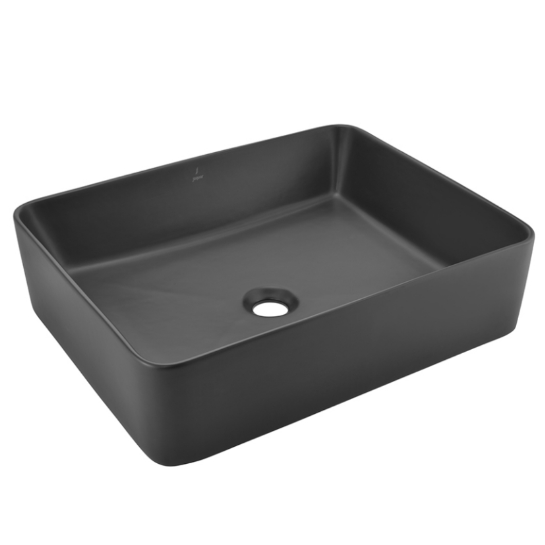 JQ Bathroom Sink Jaquar Thin Rim Table Top Black Matt Basin - JDS-BLM-25907N