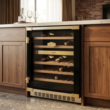 Kaiser Art Deco wine cooler beneath a walnut-and-stone counter