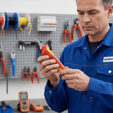 Knipex Hand Tools Knipex 190mm VDE Insulated Stripping Knife with 50mm Sickle-Shaped Hook Blade - K-985313