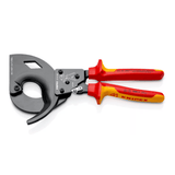 Knipex Hand Tools Knipex 280mm VDE Insulated Ratchet Cable Cutter for Copper & Aluminium Cables up to 52mm / 380mm² - K-9536280