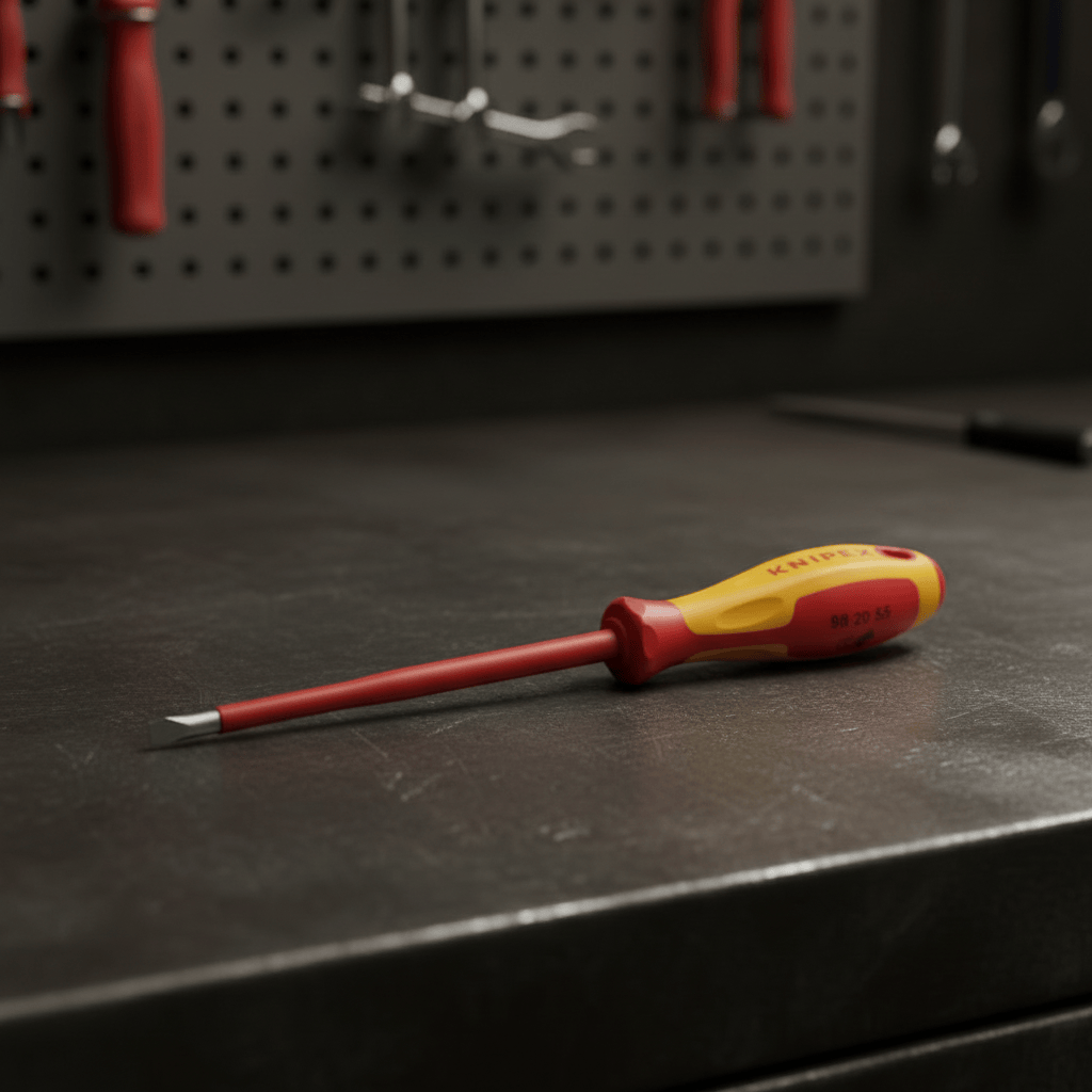 Knipex Hand Tools Knipex 4 × 100mm Flat VDE Insulated Slotted Screwdriver for Electrical Work up to 1000V - K-982040