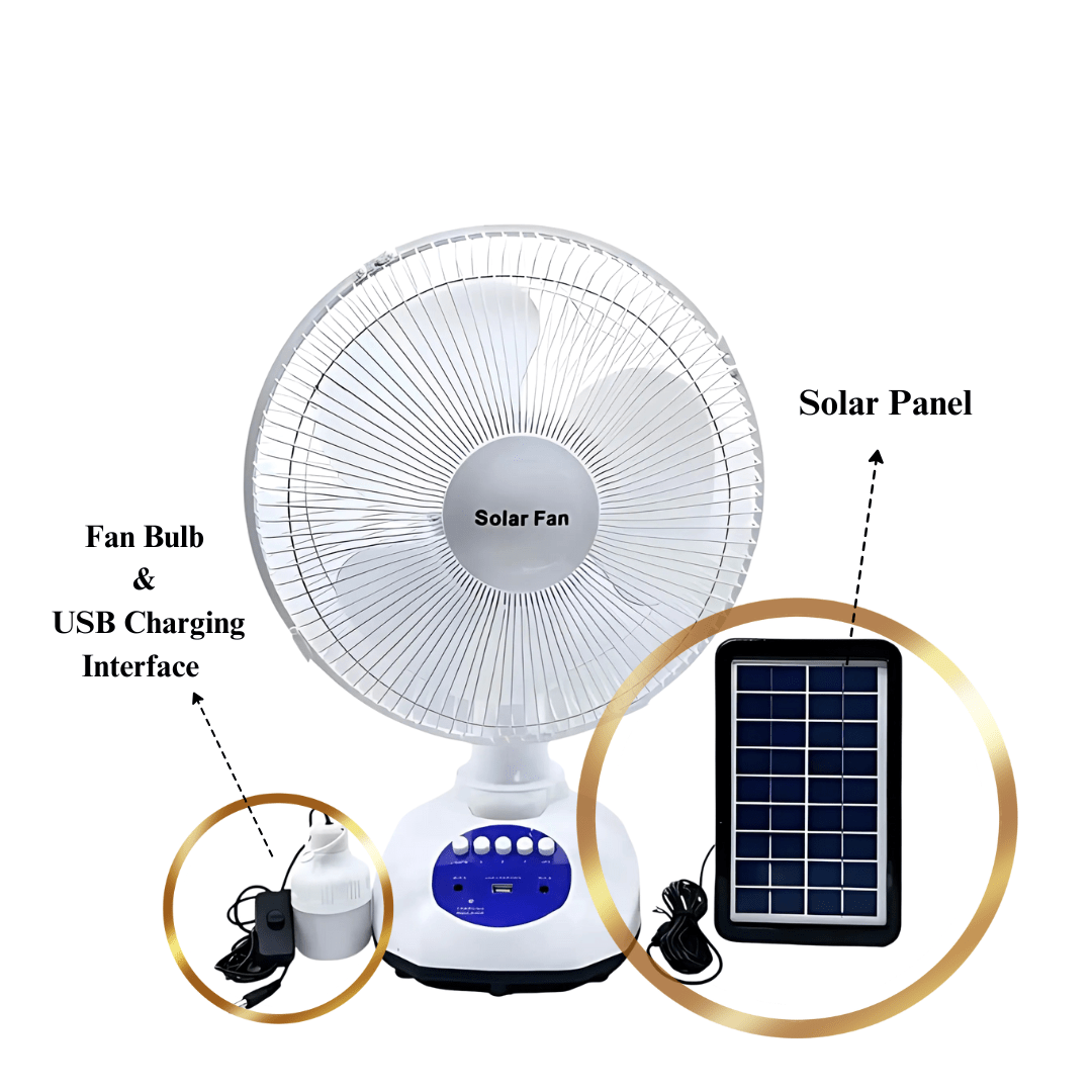 KT Fan & Cooler Rechargeable 16" Solar Fan - C108