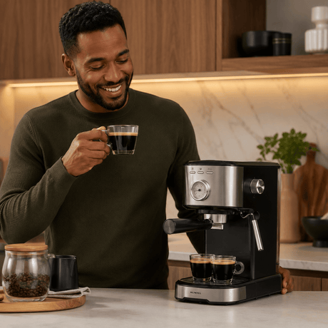 Kumtel Kitchen Appliances Kumtel 1.2L Espresso Coffee Maker with 15-Bar Pump & Milk Frother 1100W - HCM-04