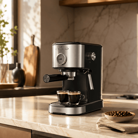 Kumtel Kitchen Appliances Kumtel 1.2L Espresso Coffee Maker with 15-Bar Pump & Milk Frother 1100W - HCM-04