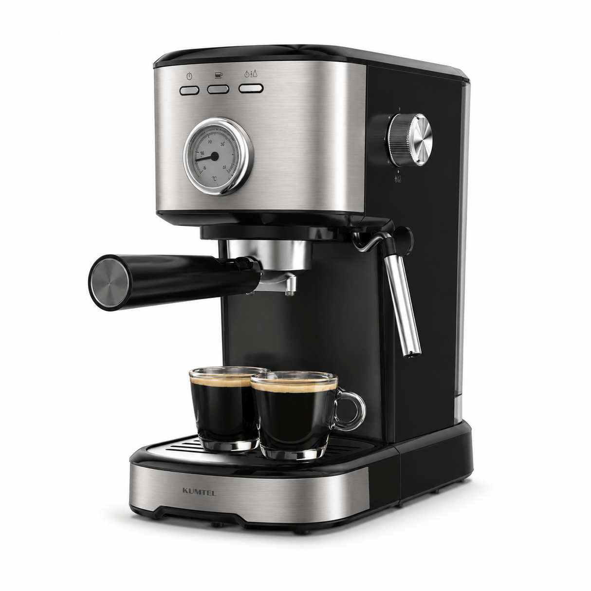 Kumtel Kitchen Appliances Kumtel 1.2L Espresso Coffee Maker with 15-Bar Pump & Milk Frother 1100W - HCM-04