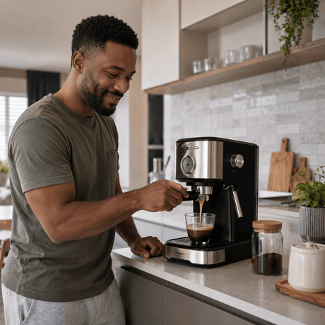 Kumtel Kitchen Appliances Kumtel 1.2L Espresso Coffee Maker with 15-Bar Pump & Milk Frother 1100W - HCM-04