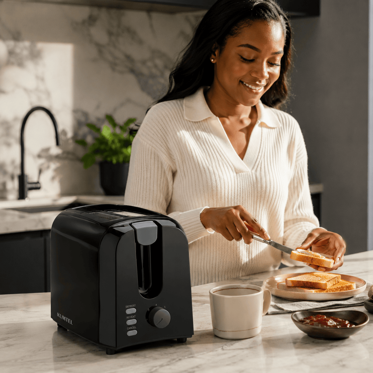 Kumtel Kitchen Appliances Kumtel 2-Slice Toaster with 7 Browning Levels 700W - HTS-01