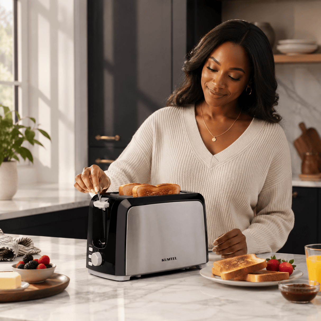 Kumtel Kitchen Appliances Kumtel 2-Slice Toaster with 7 Browning Levels 750W - HTS-02