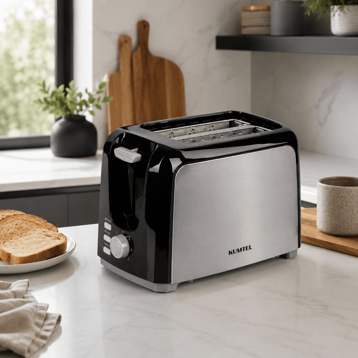 Kumtel Kitchen Appliances Kumtel 2-Slice Toaster with 7 Browning Levels 750W - HTS-02