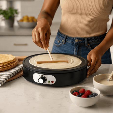Kumtel Kitchen Appliances Kumtel 30cm Non-Stick Crepe Pancake Maker with Adjustable Temperature 1000W - HPM-02