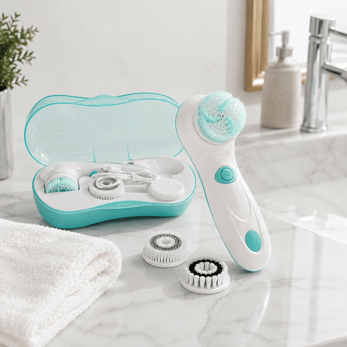 Kumtel Personal Care Tools Kumtel 4-in-1 Rechargeable Facial Cleansing Brush with 4 Heads - HBS-01