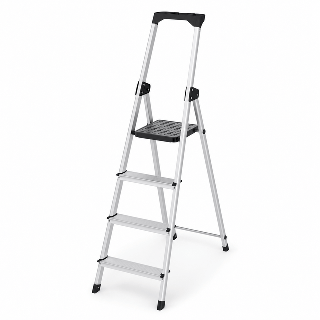 Kumtel Ladder & Access Equipment Kumtel 4-Step Foldable Aluminium Ladder with Tool Tray 150kg - KMM-45