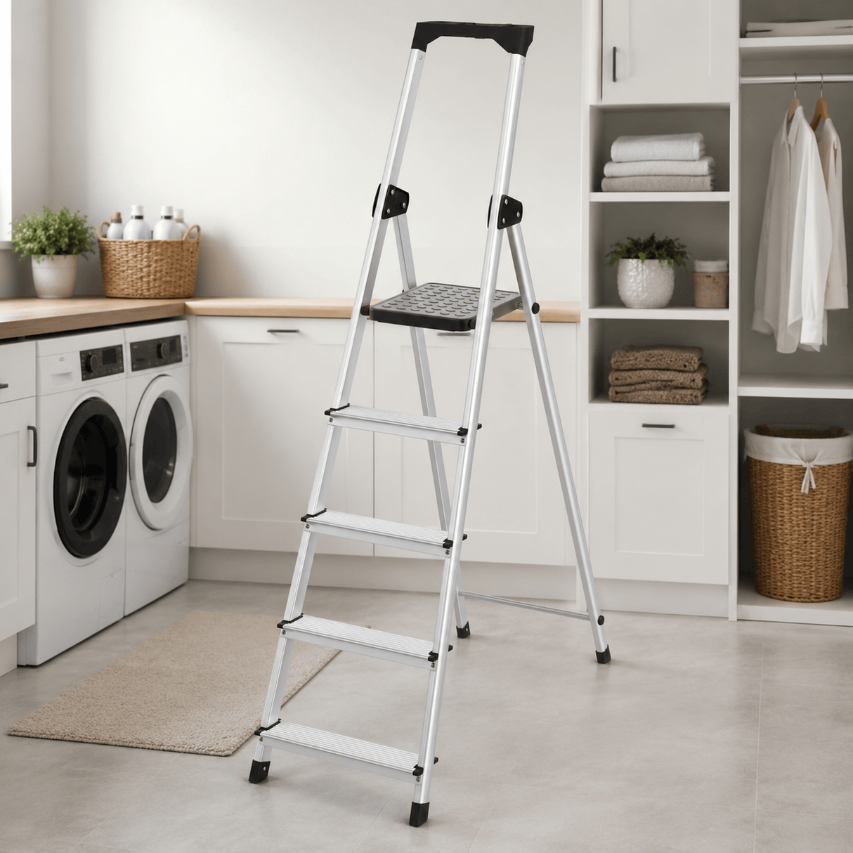 Kumtel Ladder & Access Equipment Kumtel 5-Step Foldable Aluminium Ladder with Tool Tray 150kg - KMM-55