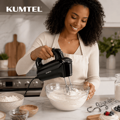 Kumtel Kitchen Appliances Kumtel 6-Speed Hand Mixer with Turbo and Dough Hooks 300W - HHM-01