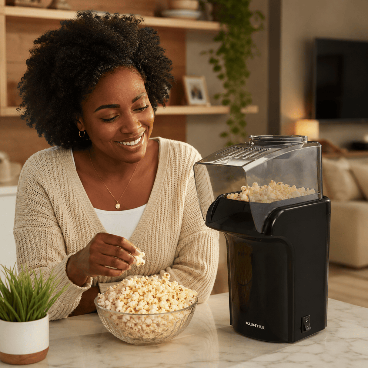 Kumtel Kitchen Appliances Kumtel 60g Hot-Air Popcorn Maker with Auto Shut-Off 1200W - HPP-01