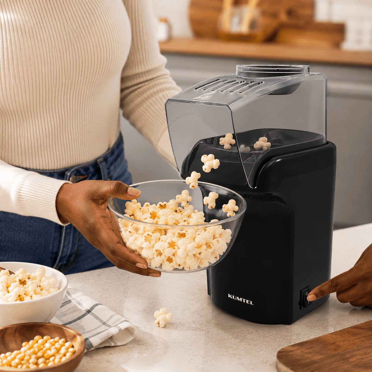 Kumtel Kitchen Appliances Kumtel 60g Hot-Air Popcorn Maker with Auto Shut-Off 1200W - HPP-01