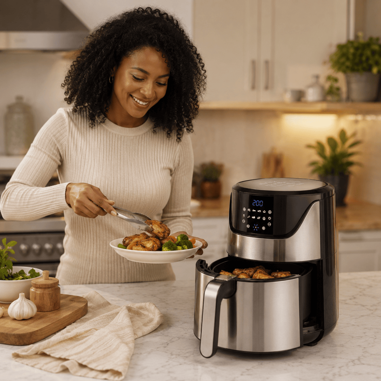 Kumtel Kitchen Appliances Kumtel 6L Stainless Steel Digital Rapid-Air Air Fryer with Digital Controls 1800W - HAF-08
