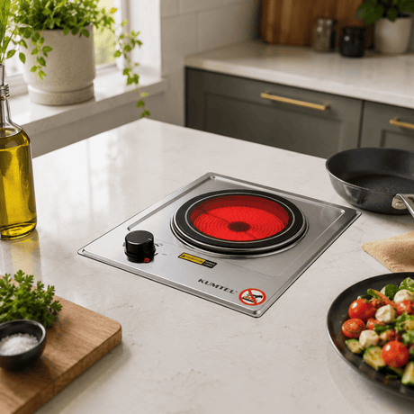 Kumtel Built-In Kitchen Appliances Kumtel Built-In Single Ceramic Cooktop with Thermostat 1200W - HCB-1001