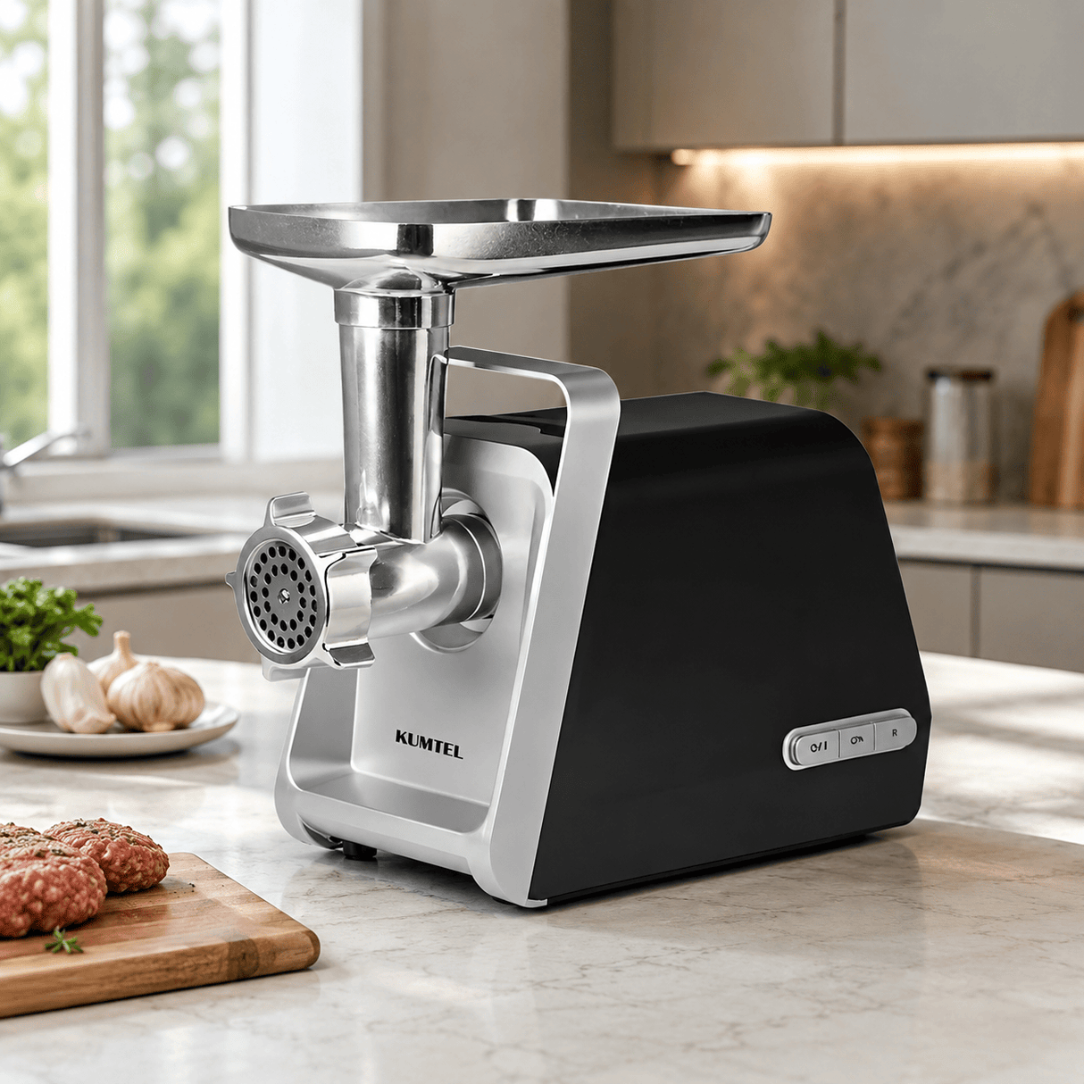 Kumtel Kitchen Appliances Kumtel Meat Grinder with Reverse and Sausage Kit 1600W Max - HMG-04