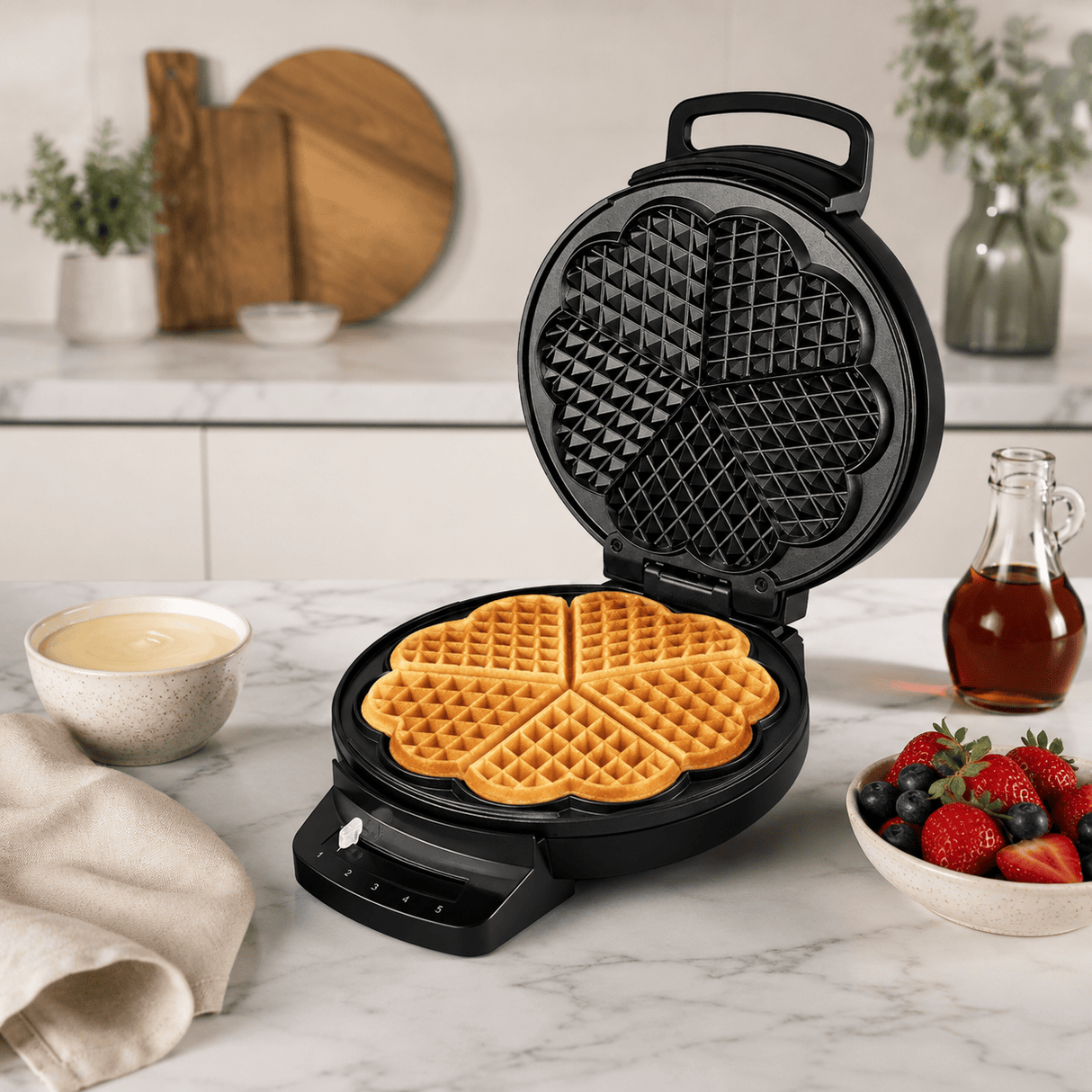 Kumtel Kitchen Appliances Kumtel Round Non-Stick Waffle Maker with Adjustable Thermostat 1200W - HWM-01