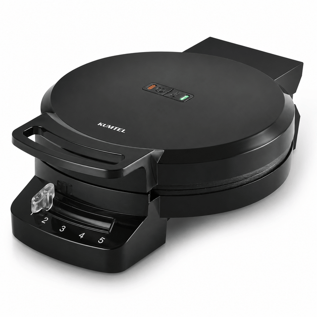 Kumtel Kitchen Appliances Kumtel Round Non-Stick Waffle Maker with Adjustable Thermostat 1200W - HWM-01