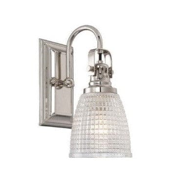 Langdon Mills Lamps & Lightings Langdon Mills Oakley Clear Prismatic Glass Wall Sconce Light