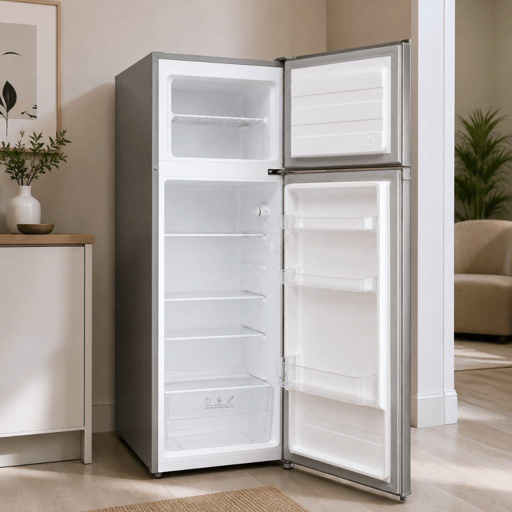 Luxell Refrigerators & Freezers Luxell 204L Top-Mount Refrigerator with Glass Shelves, Dark Silver - LXTF-210SL