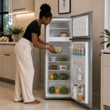 Luxell Refrigerators & Freezers Luxell 204L Top-Mount Refrigerator with Glass Shelves, Dark Silver - LXTF-210SL