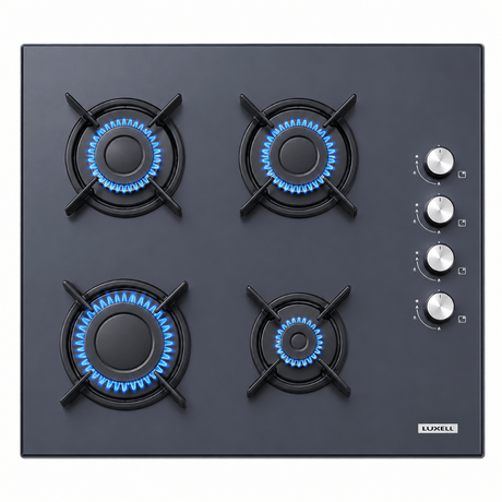 Luxell Built-In Hobs Luxell 60cm 4-Burner Built-In Glass Gas Hob with Gas Safety & Auto Ignition - C6-40BF