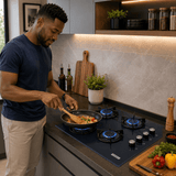 Luxell Built-In Hobs Luxell 60cm 4-Burner Built-In Glass Gas Hob with Gas Safety & Auto Ignition - C6-40BF