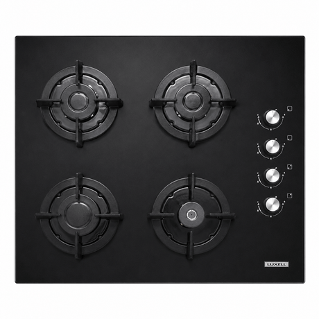 Luxell Built-In Hobs Luxell 60cm 4-Burner Built-In Glass Gas Hob with Gas Safety & Auto Ignition - C6-40BF