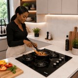 Luxell Built-In Hobs Luxell 60cm 4-Burner Built-In Glass Gas Hob with Gas Safety & Auto Ignition - C6-40BF