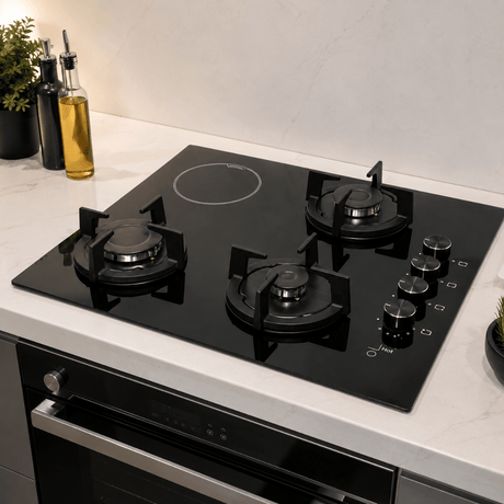 Luxell Built-In Hobs Luxell 60cm 4-Zone Mixed Hob with 3 Gas Burners & 1 Electric Zone - V6-22PYF-31