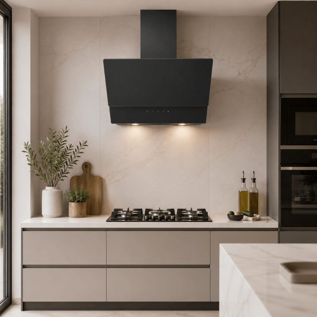 Luxell Wall-mounted angled cooker hood Luxell 60cm Angled Glass Cooker Hood with 650m³/h Extraction & Touch Control - DA6-835