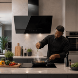 Luxell Wall-mounted angled cooker hood Luxell 60cm Angled Glass Cooker Hood with 650m³/h Extraction & Touch Control - DA6-835