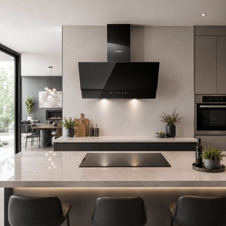 Luxell Wall-mounted angled cooker hood Luxell 60cm Angled Glass Cooker Hood with 650m³/h Extraction & Touch Control - DA6-835
