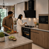 Luxell Built-In Kitchen Appliances Luxell 60cm Black Glass 3-Piece Built-In Kitchen Set with 4-Burner Hob, 650m³/h Hood & Convection Oven - LXSET-60-BG-M
