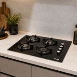 Luxell Built-In Kitchen Appliances Luxell 60cm Black Glass 3-Piece Built-In Kitchen Set with 4-Burner Hob, 650m³/h Hood & Convection Oven - LXSET-60-BG-M