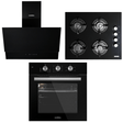 Luxell Built-In Kitchen Appliances Luxell 60cm Black Glass 3-Piece Built-In Kitchen Set with 4-Burner Hob, 650m³/h Hood & Convection Oven - LXSET-60-BG-M