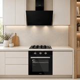 Luxell Built-In Kitchen Appliances Luxell 60cm Black Glass 3-Piece Built-In Kitchen Set with 4-Burner Hob, 650m³/h Hood & Convection Oven - LXSET-60-BG-M
