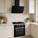 Luxell Built-In Kitchen Appliances Luxell 60cm Black Glass 3-Piece Built-In Kitchen Set with 4-Burner Hob, 650m³/h Hood & Convection Oven - LXSET-60-BG-M