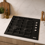 Luxell Built-In Kitchen Appliances Luxell 60cm Kehribar Glass 3-Piece Built-In Kitchen Set with 4-Burner Hob, 650m³/h Hood & Convection Oven - LXSET-60-KG-M